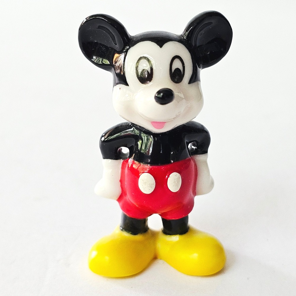 Vintage‎ Disney Mickey Mouse Miniature Ceramic Figurine 2" Collectible Retro